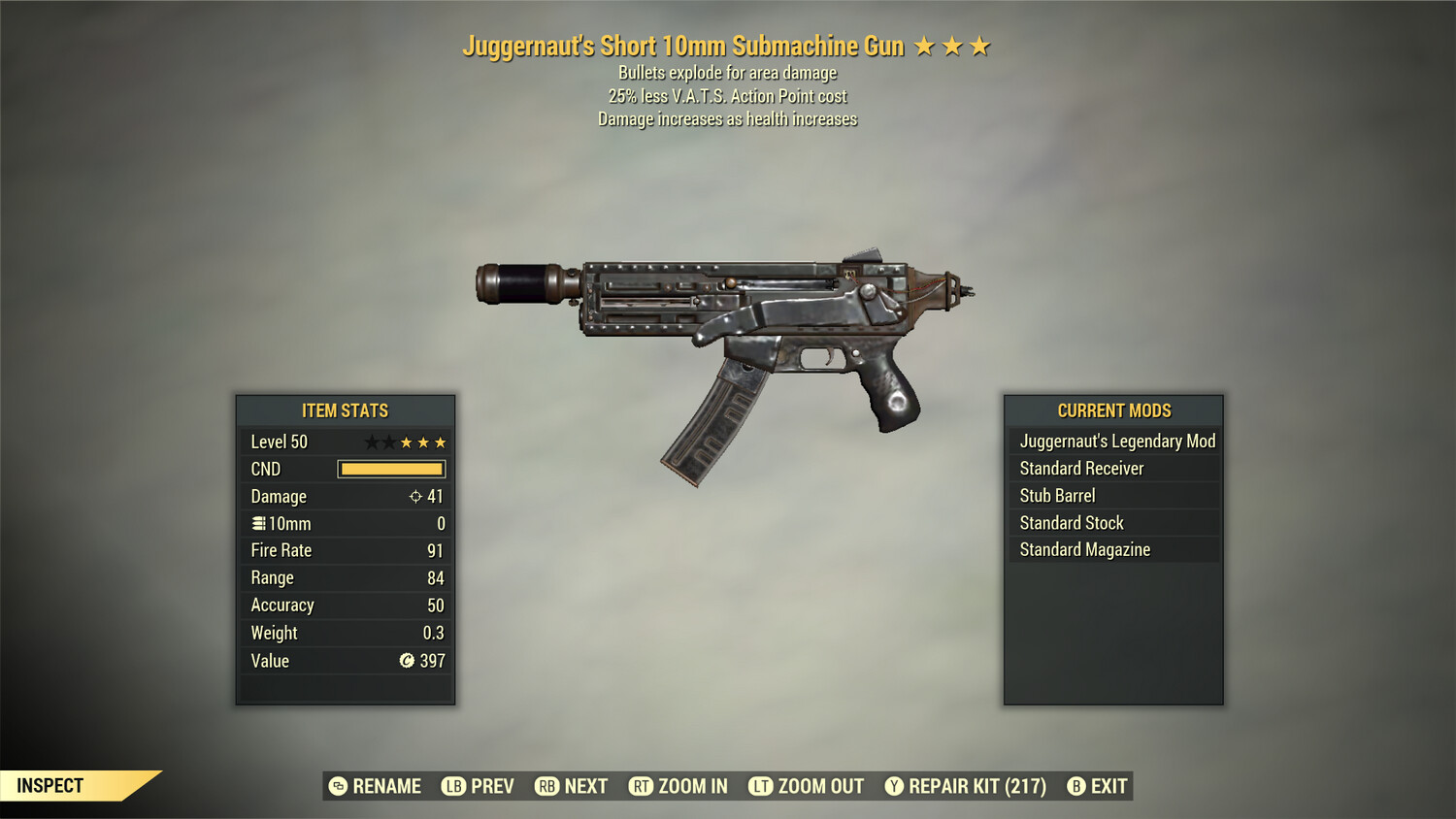 Juggernaut Explosive 25 10mm Submachine Gun