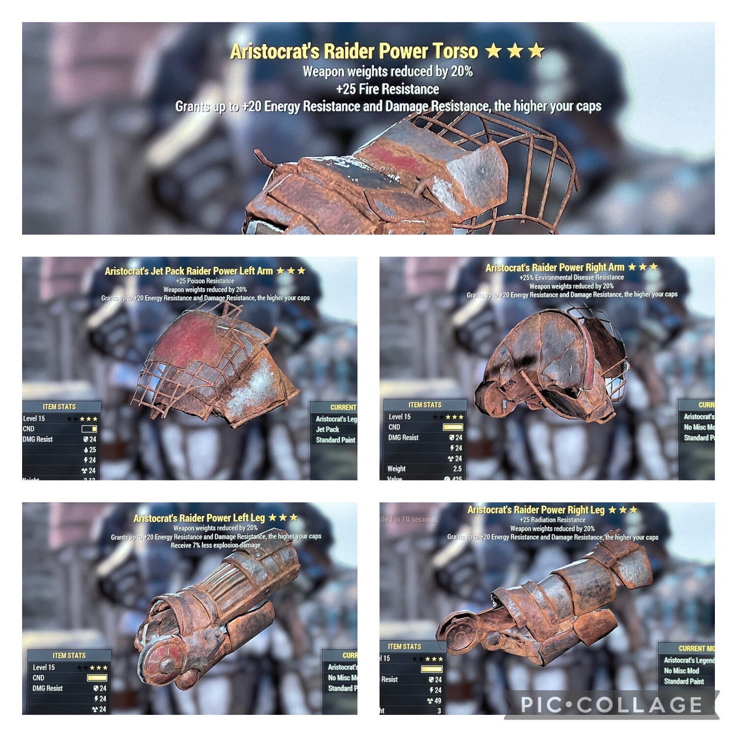 Aristocrat WWR Raider Set Lvl 15 (has Legacy Jetpack Limb)