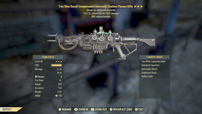 Two Shot 50/90 Enclave Plasma Rifle Comes With Flamer Mod