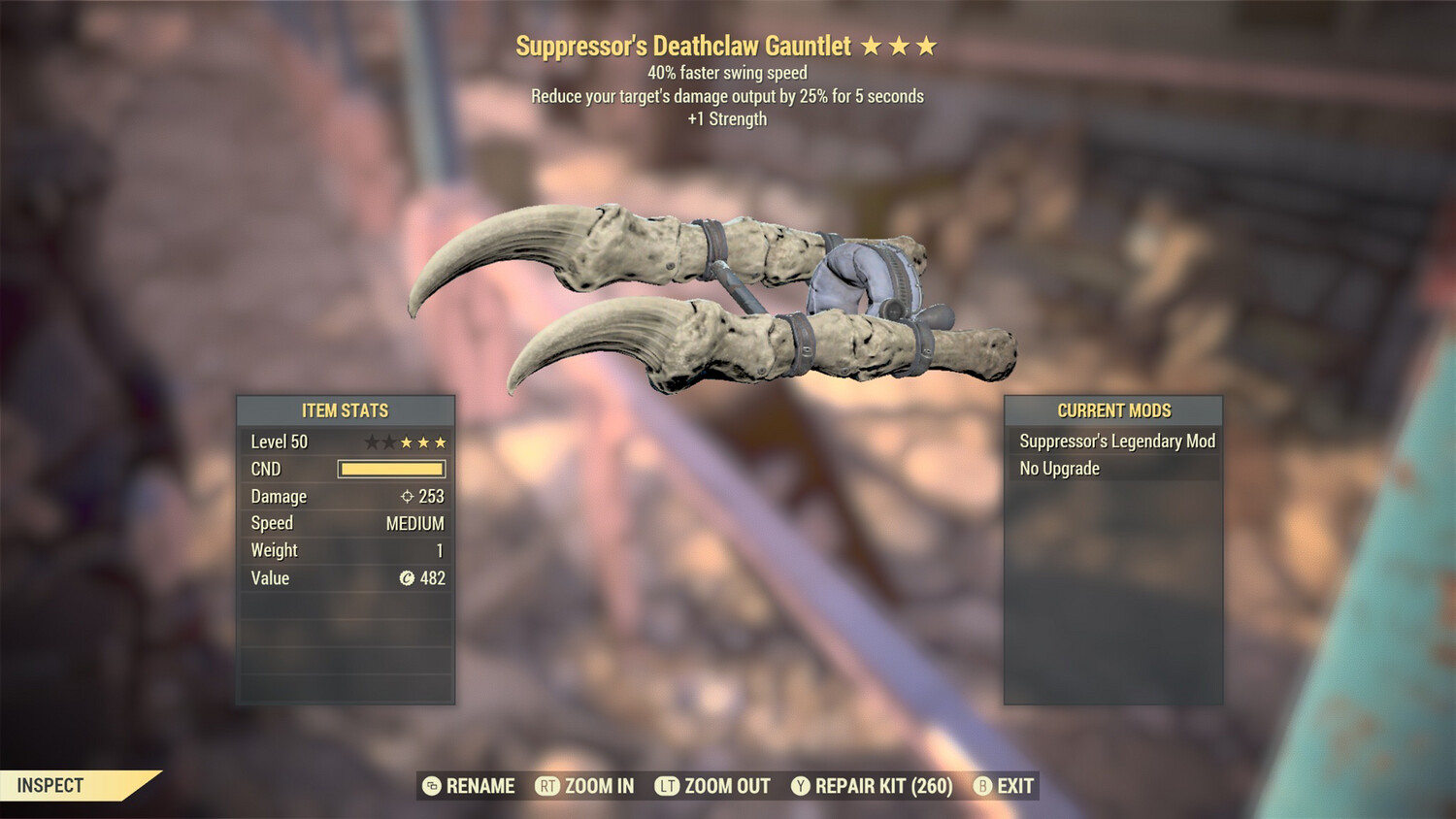 Suppressor 1S/SS Deathclaw Gauntlet