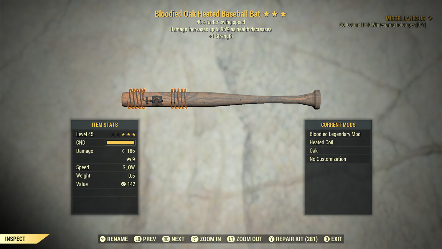 Bloodied SS/1S Baseball Bat