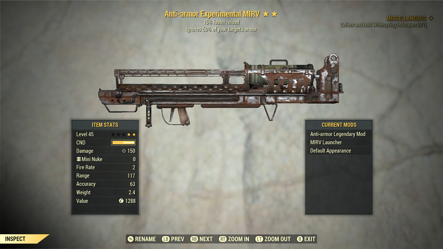 Legacy Perkless Anti Armor 15 Fatman