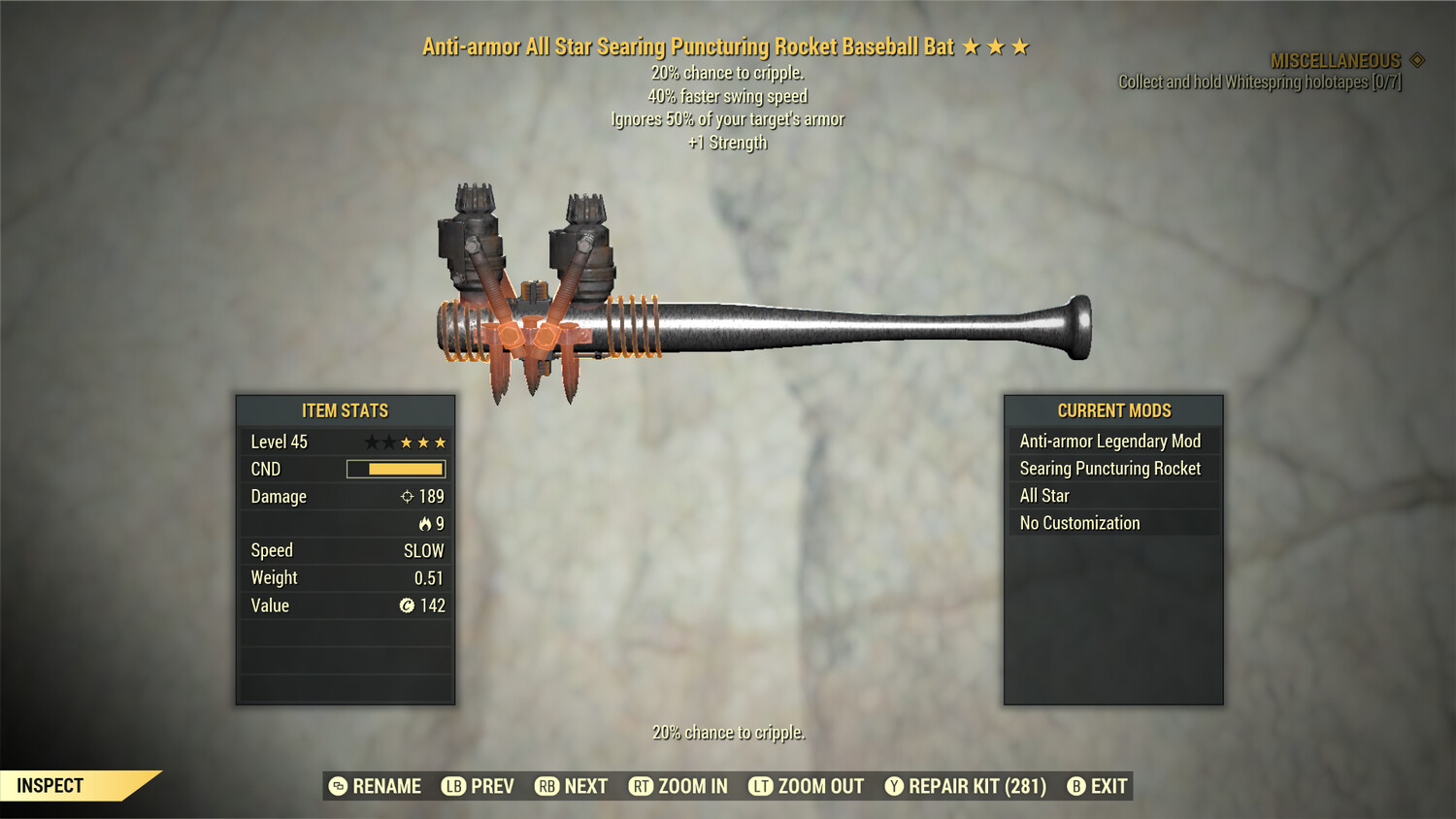 Anti Armor SS/1S Baseball Bat