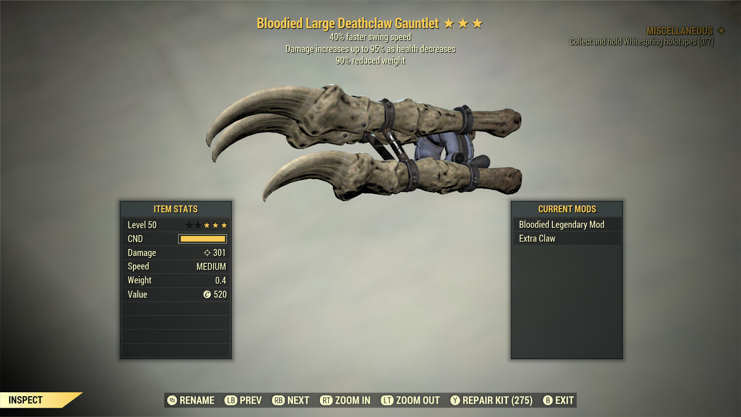 Bloodied SS/90 Deathclaw Gauntlet