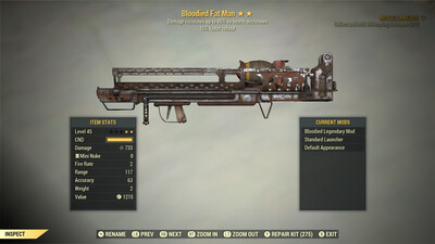 Legacy Perkless Bloodied 15 Fat Man