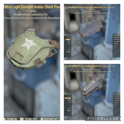 Weightless 3/5 Weapon Weight Reduction Combat Armor