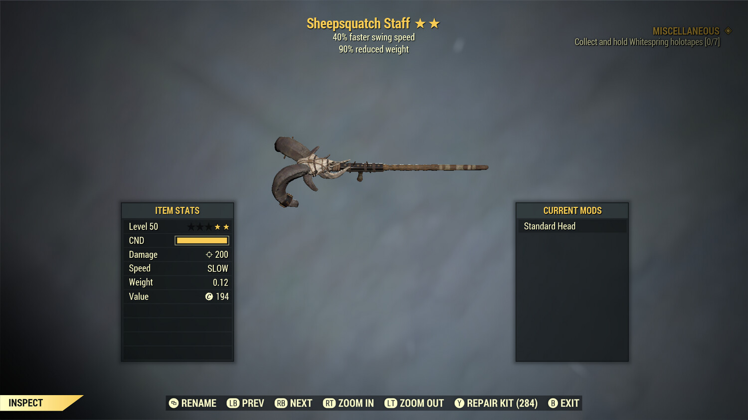 Legacy Perkless SS/90 Sheepsquatch Staff