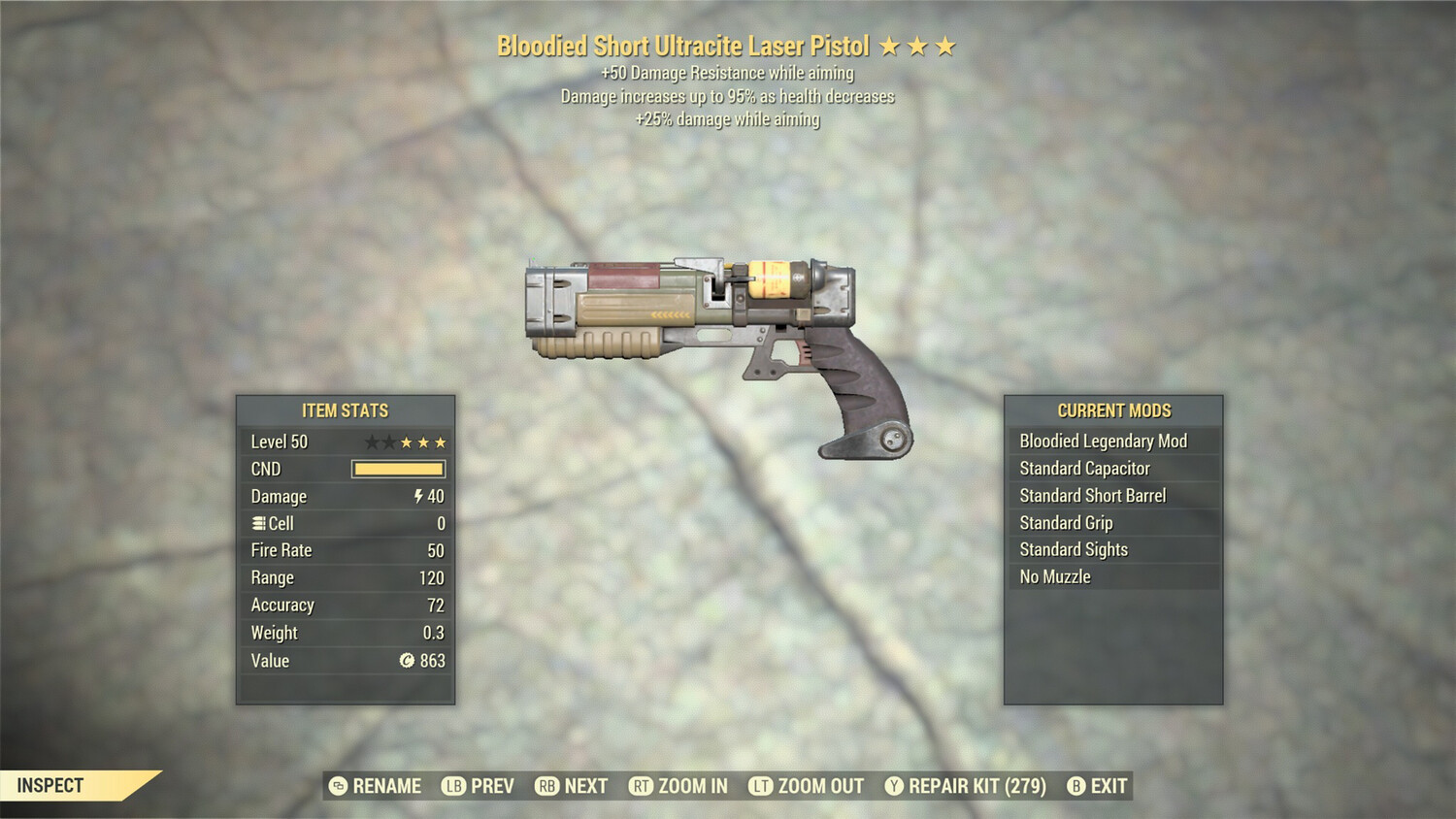 Bloodied 25/50 Ultracite Laser Rifle/pistol