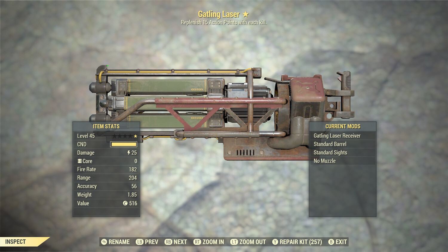 Legacy Perkless AP Refresh Gatling Laser