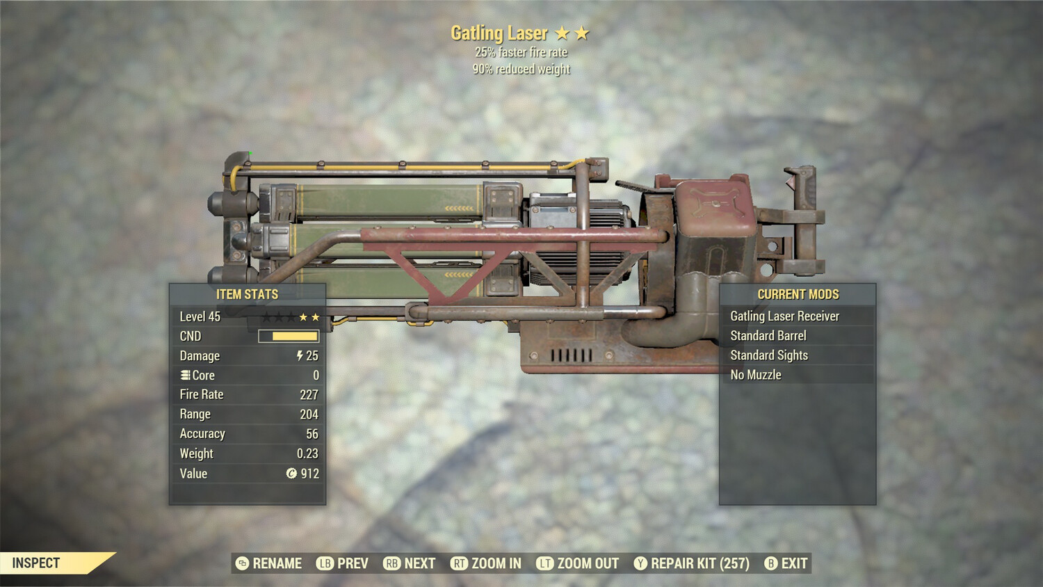 Legacy Perkless 25/90 Gatling Laser