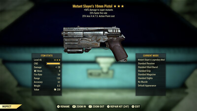 Mutant Slayers 25/25 10mm Pistol