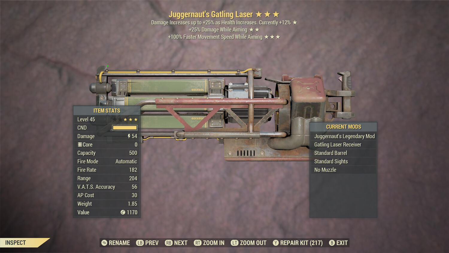 Juggernaut 25/50 Gatling Laser