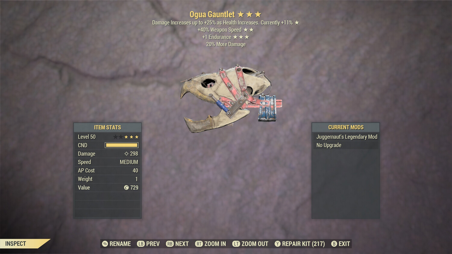 Ogua Gauntlet (standard Perked)