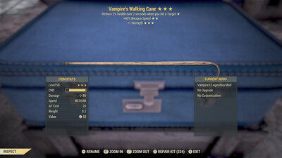 Vampire SS/1S Walking Cane