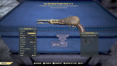 Legacy Perkless Two Shot 25 Black Powder Pistol