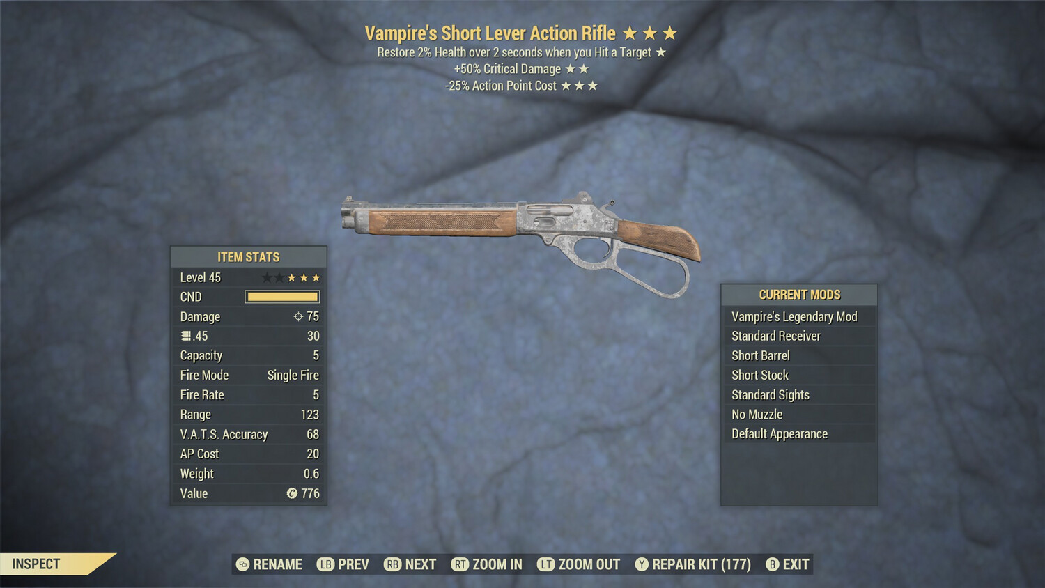 Vampire 50/25 Lever Action Rifle