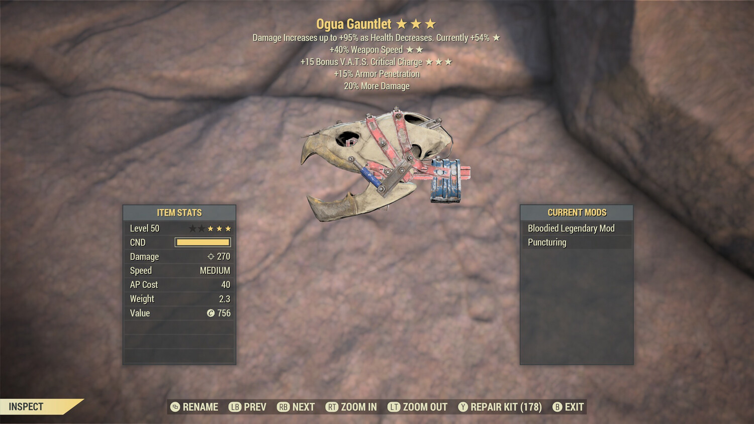 Bloodied SS/15 Ogua Gauntlet