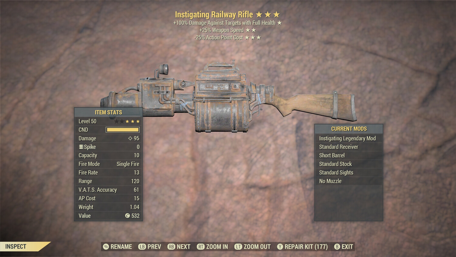 Instigating 25/25 Railway Rifle