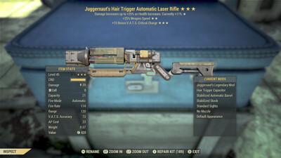 Juggernaut 25/15c Non Ultracite Laser Rifle