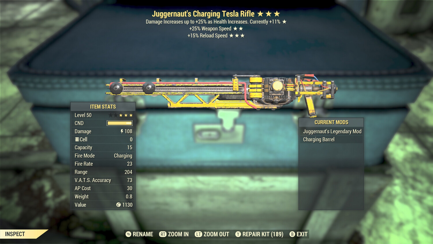 Juggernaut 25/15r Tesla Rifle