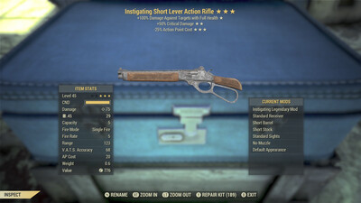 Instigating 50/25 Lever Action Rifle