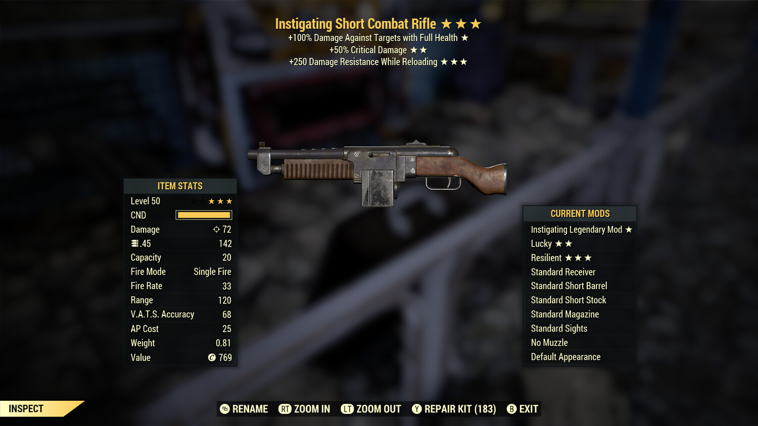 Instigating 50/250 Combat Rifle