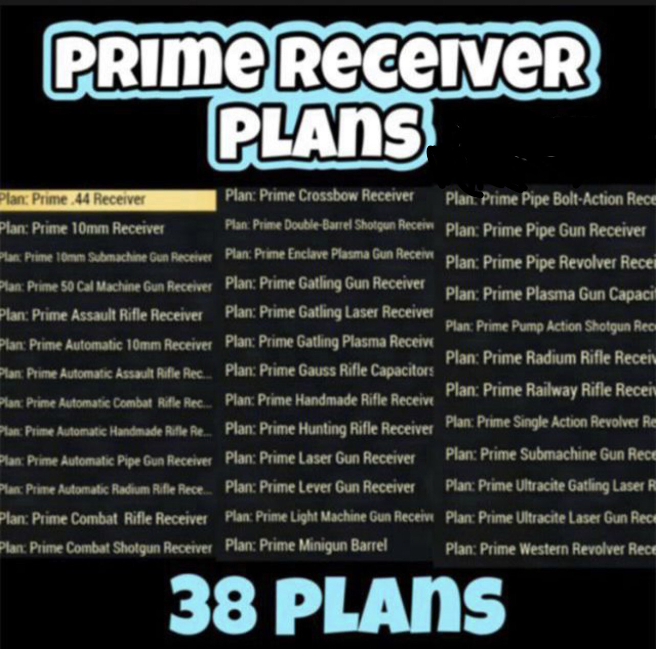 Prime Receiver Mods Plans Set (38)