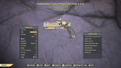 Troubleshooters 50/15r Ultracite Laser Rifle