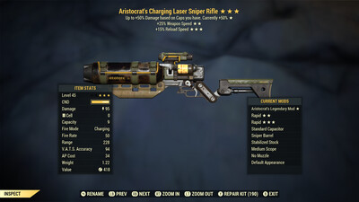 Aristocrat 25/15r Non Ultracite Laser Rifle