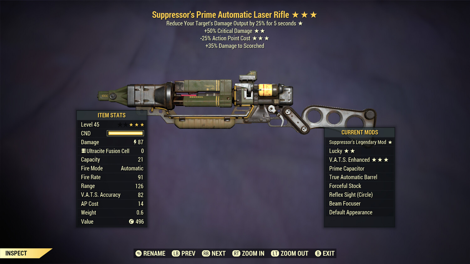 Suppressor 50/25 Non Ultracite Laser Rifle