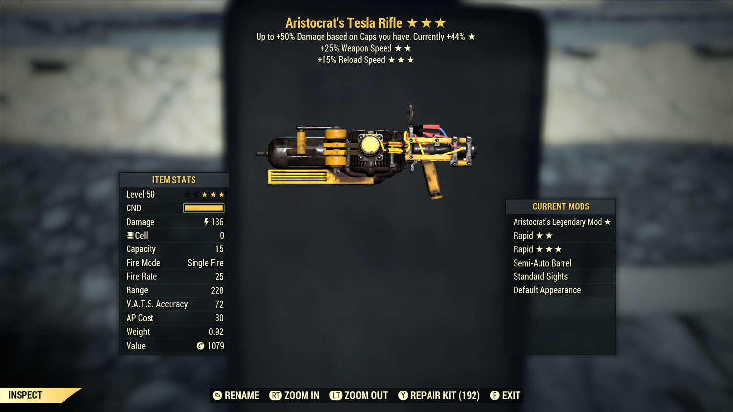 Aristocrat 25/15r Tesla Rifle