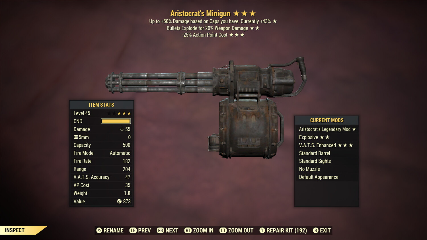 Aristocrat Explosive 25 Minigun