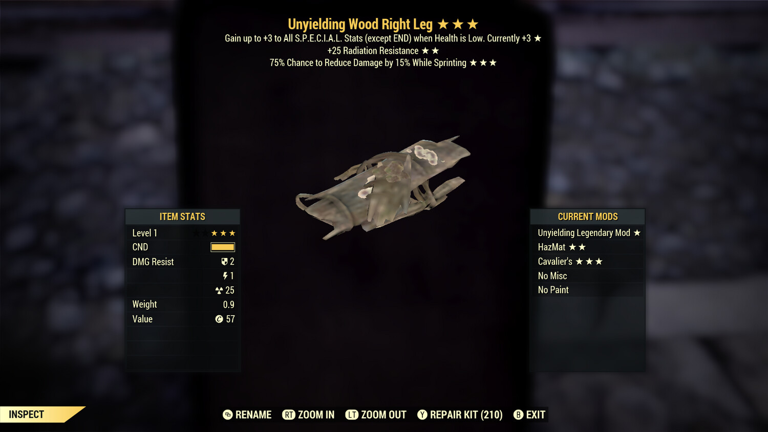 Unyielding RR Cavalier Wood RL Lvl 1
