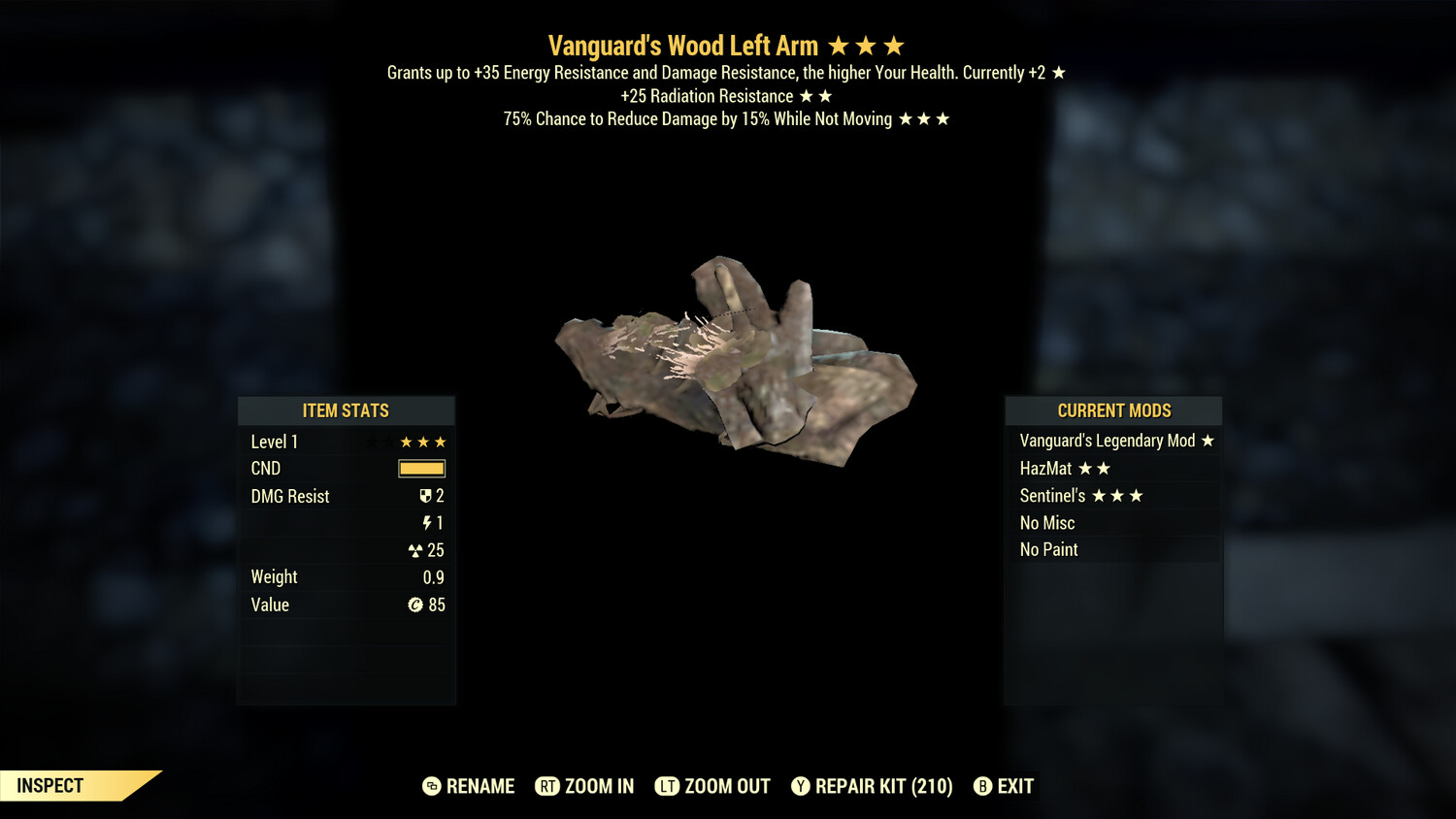 Vanguard RR Sentinel Wood LA Lvl 1