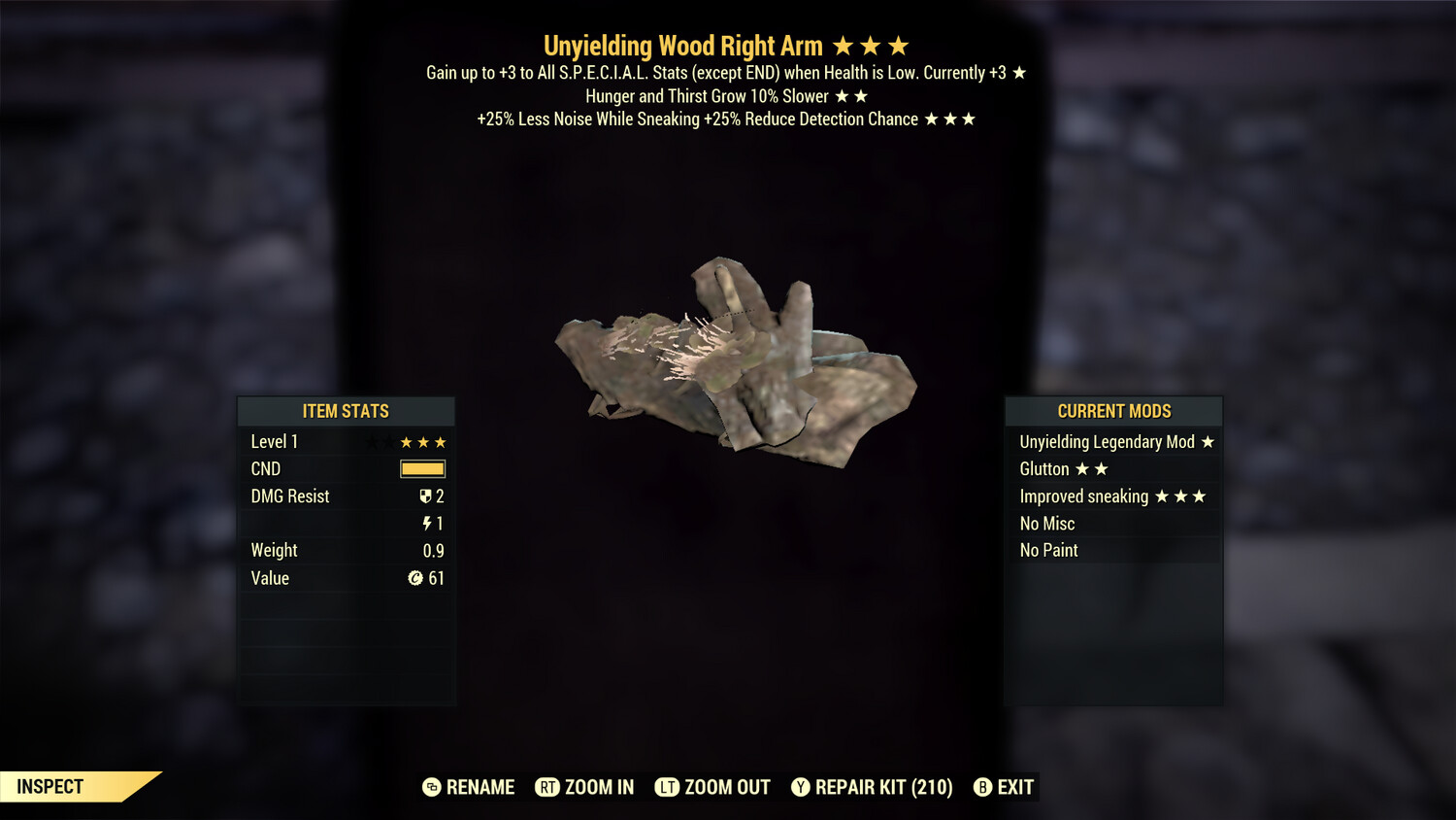 Unyielding Hunger HTD Wood RA Lvl 1