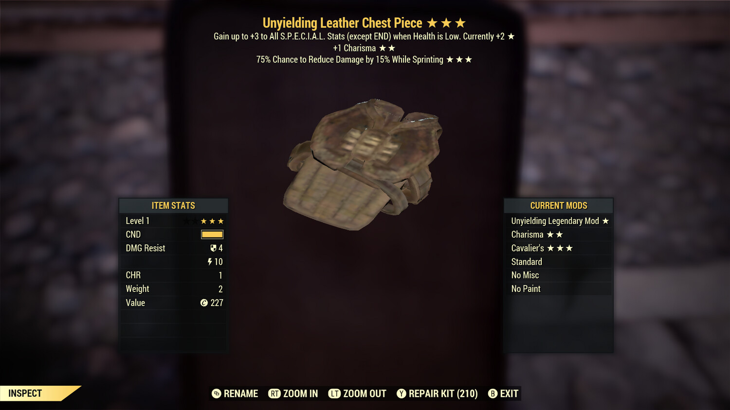 Unyielding 1C Cavalier Leather Chest Lvl 1