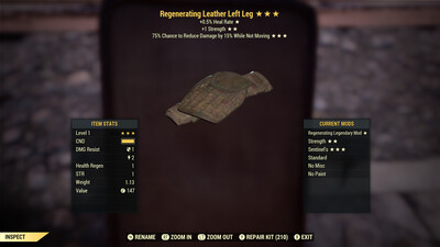 Regenerating 1S Sentinel Leather LL Lvl 1