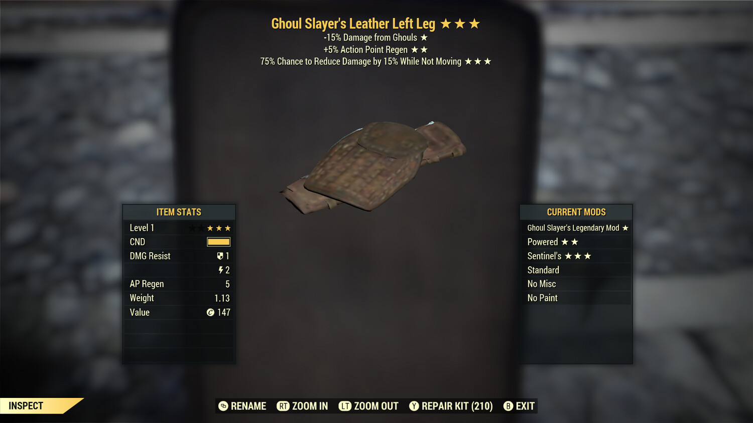Ghoul Slayers AP Sentinel Leather LL Lvl 1