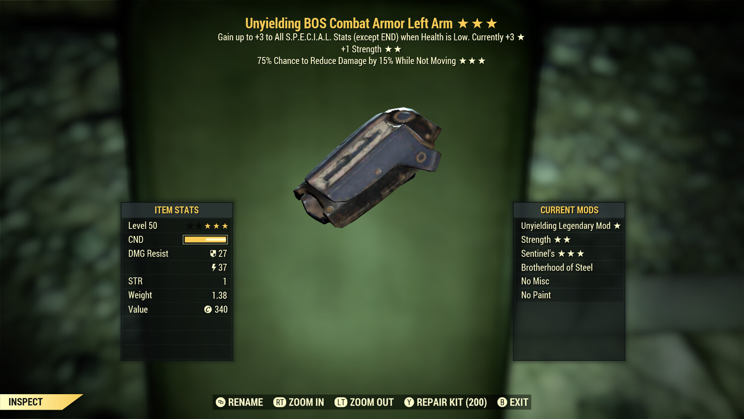 Unyielding 1S Sentinel Combat LA