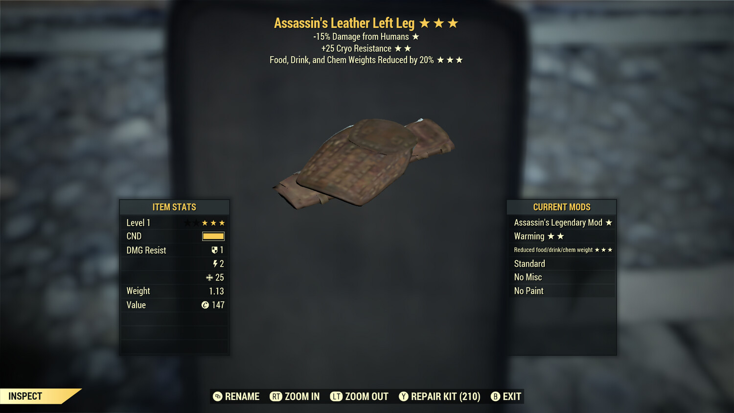 Assassins Cryo Fdc Leather LL Lvl 1