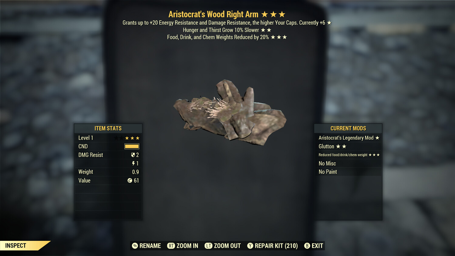 Aristocrat Hunger FDC Wood RA Lvl 1