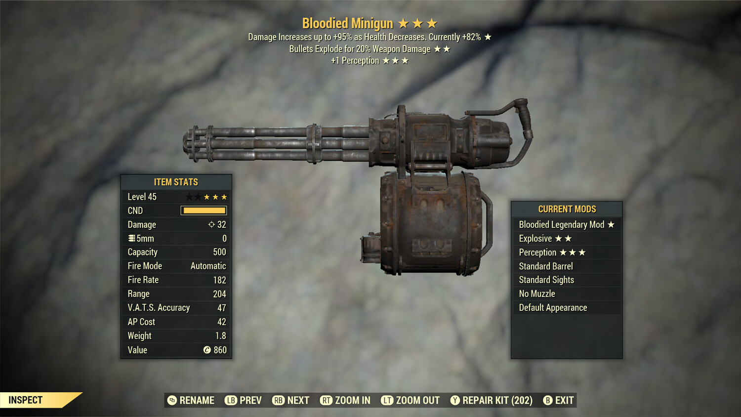 Bloodied Explosive 1P Minigun