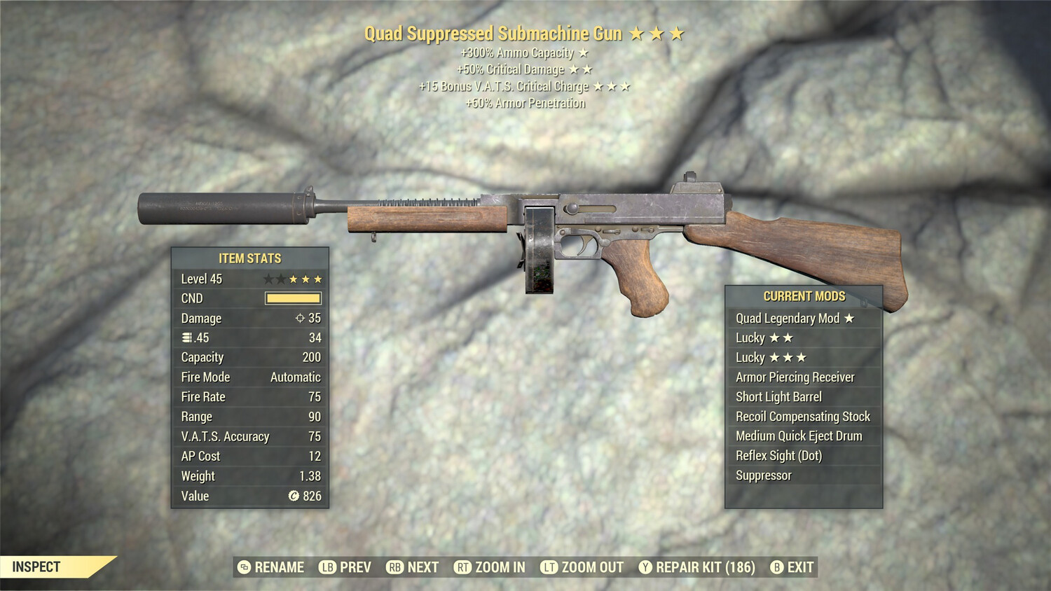 Quad 50/15c Submachine Gun