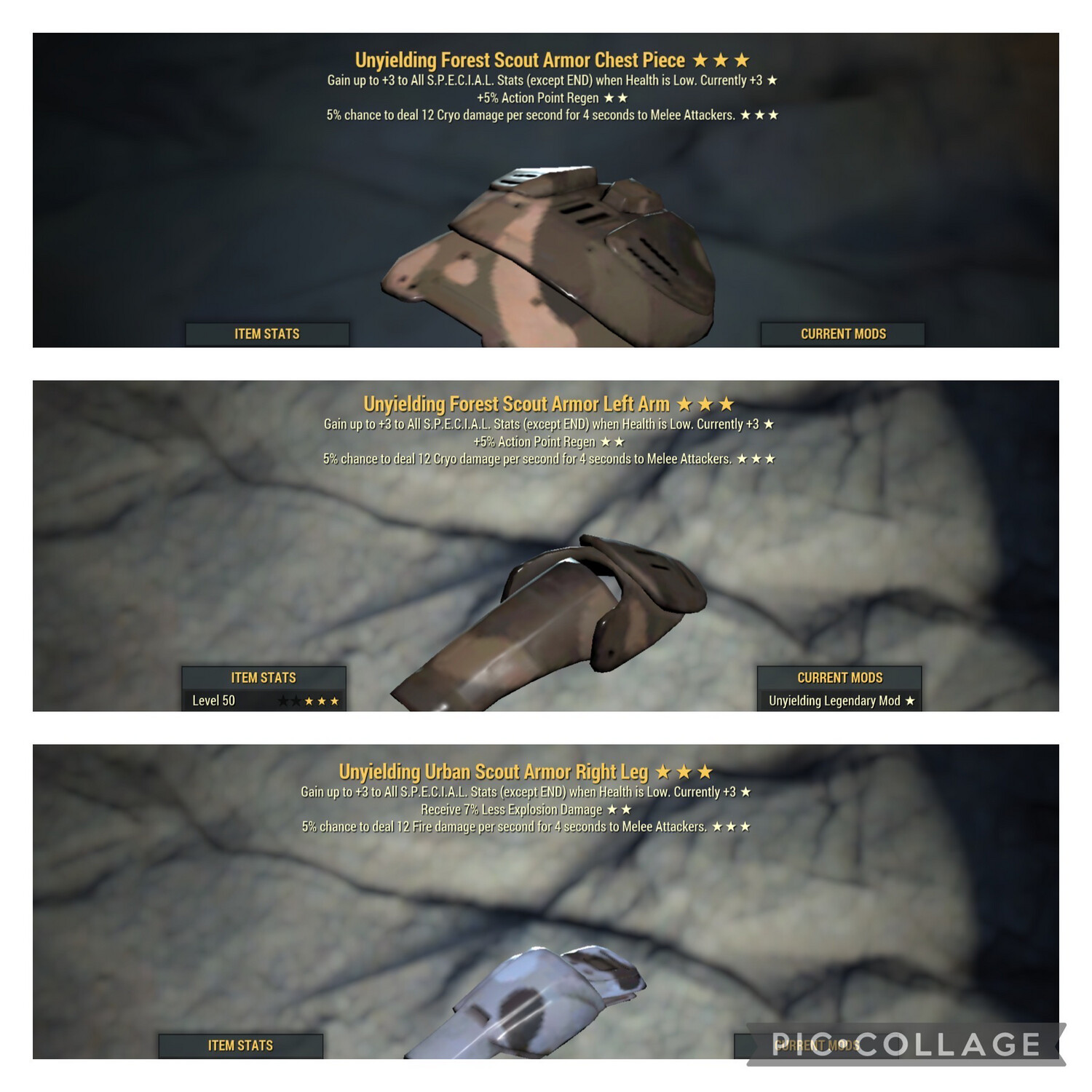 Unyielding 2AP 1Explo DMG To Melee 3/5 Scout Set