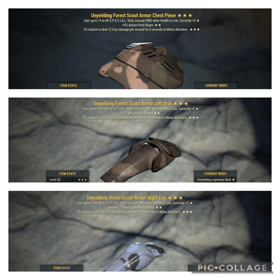 Unyielding 2AP 1Explo DMG To Melee 3/5 Scout Set