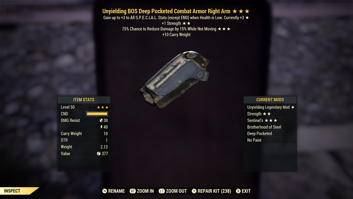 Unyielding 1S Sentinel Combat RA