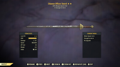 Legacy Perkless SS/1S Chinese Officers Sword