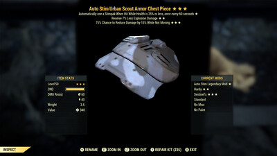 Auto Stim Explosive Sentinel U Scout Chest