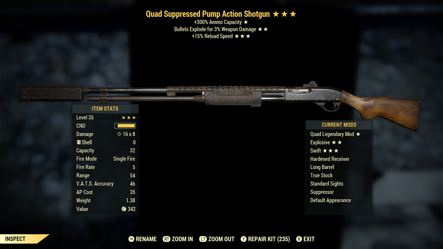 Quad Explosive 15r Pump Action Shotgun