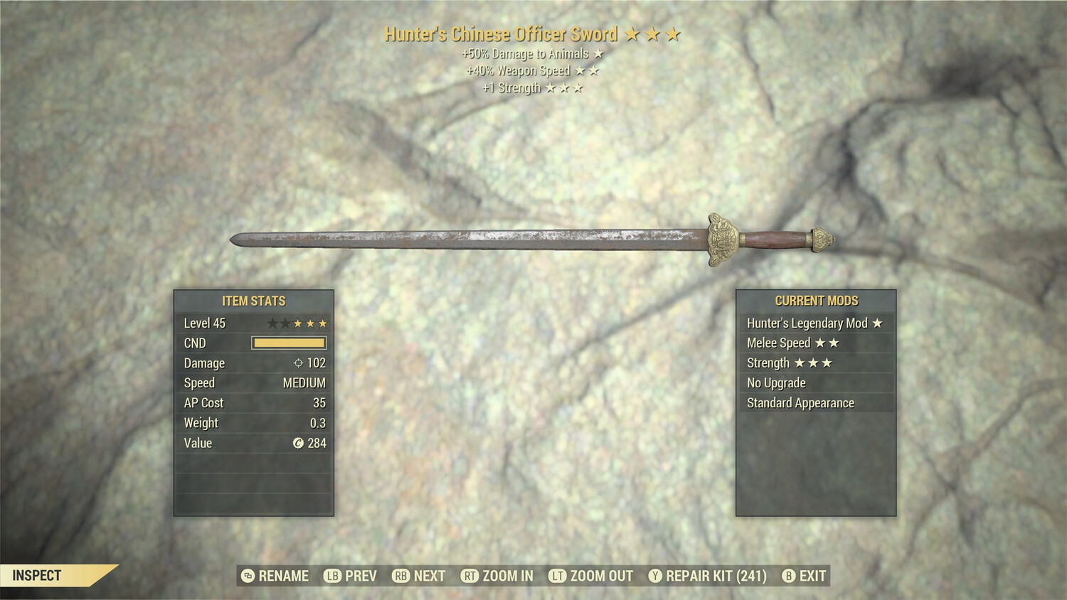 Hunters SS/1S Chinese Officer Sword